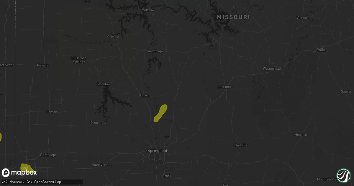 Hail map in Buffalo, MO on June 25, 2026