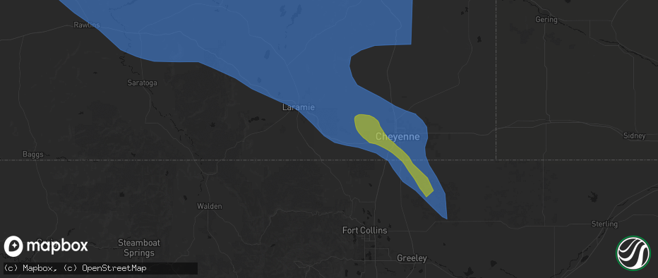 Hail map in Buford, WY on June 25, 2026