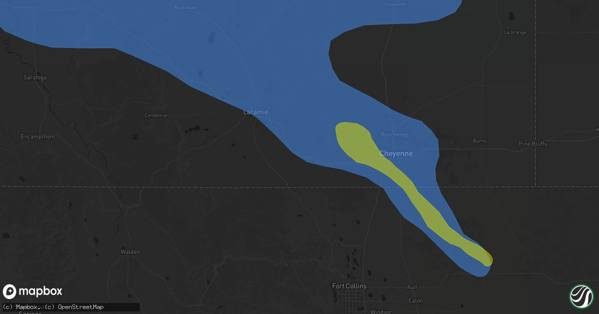 Hail map in Buford, WY on June 25, 2026