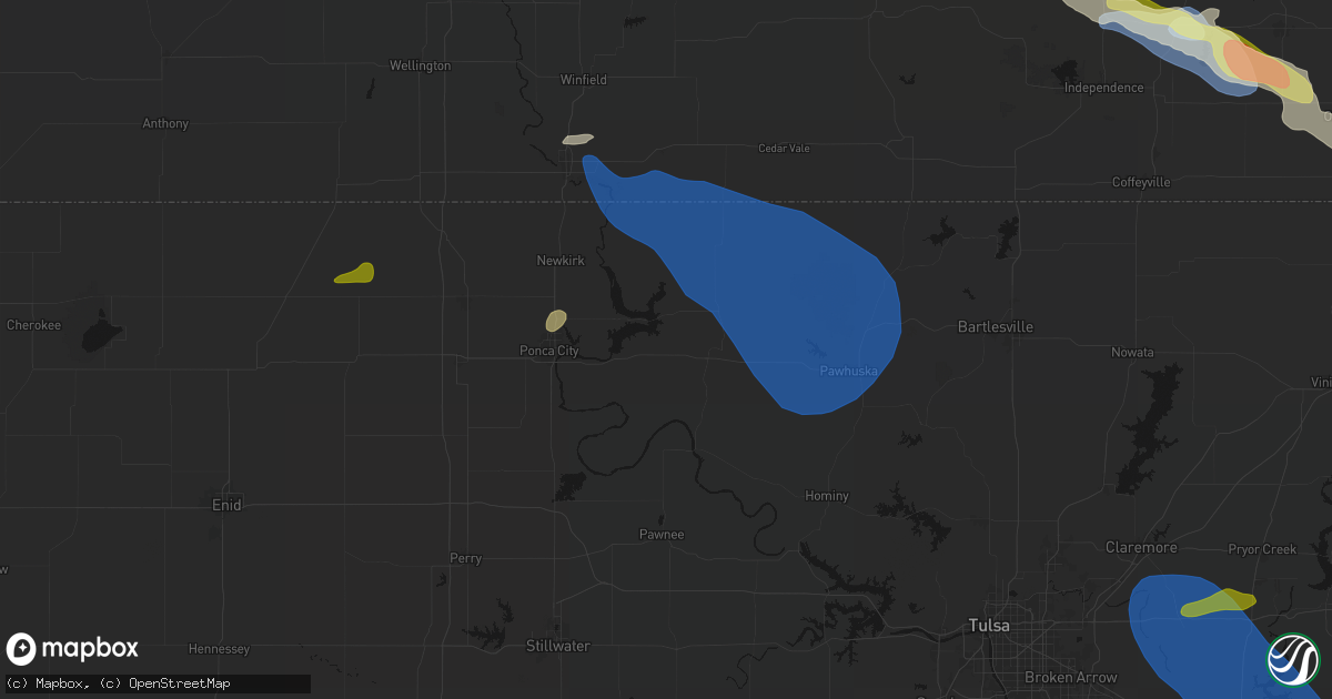 Hail map in Burbank, OK on June 25, 2026