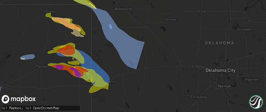 Hail map in Butler, OK on June 25, 2026