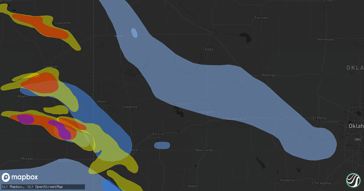 Hail map in Butler, OK on June 25, 2026