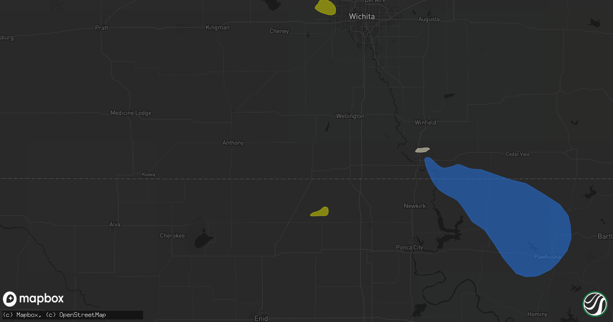 Hail map in Caldwell, KS on June 25, 2026