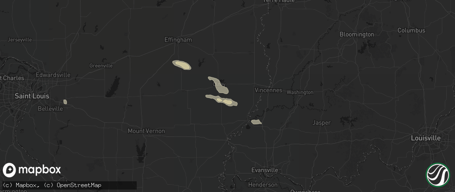 Hail map in Calhoun, IL on June 25, 2026