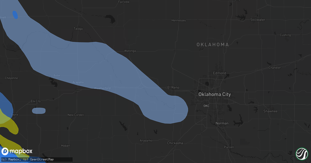 Hail map in Calumet, OK on June 25, 2026