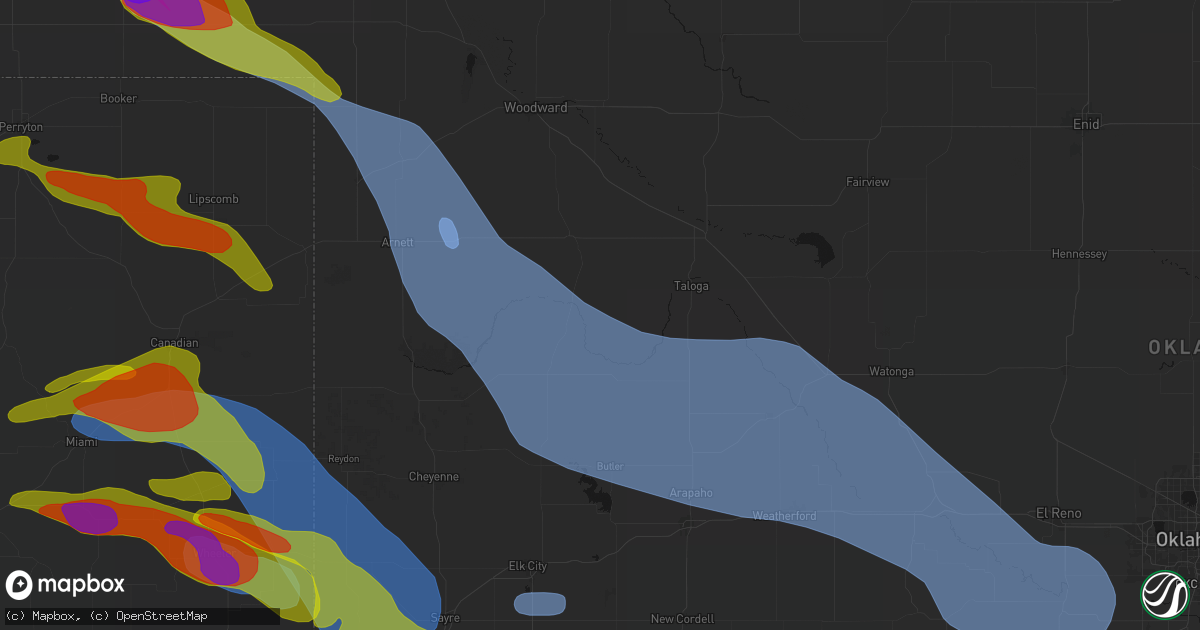 Hail map in Camargo, OK on June 25, 2026