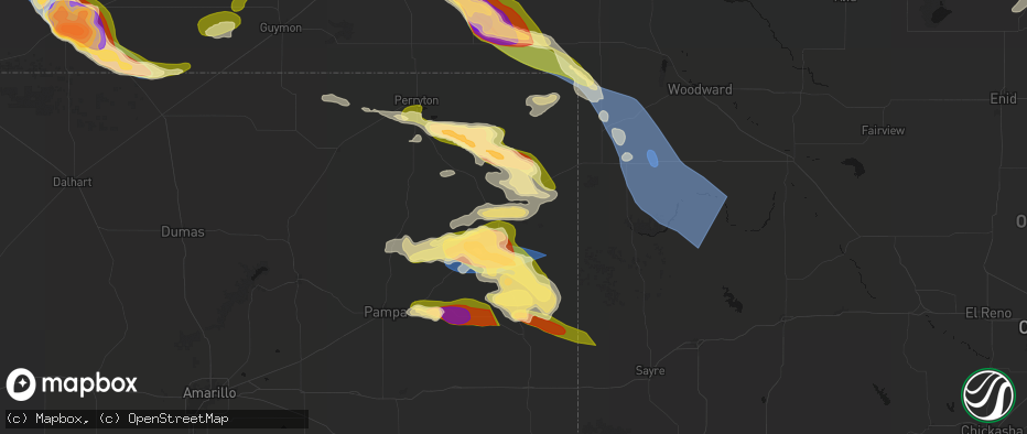 Hail map in Canadian, TX on June 25, 2026