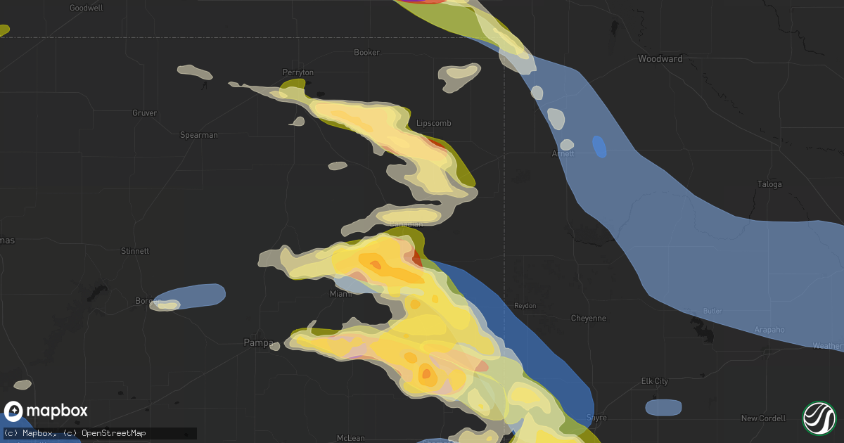 Hail map in Canadian, TX on June 25, 2026