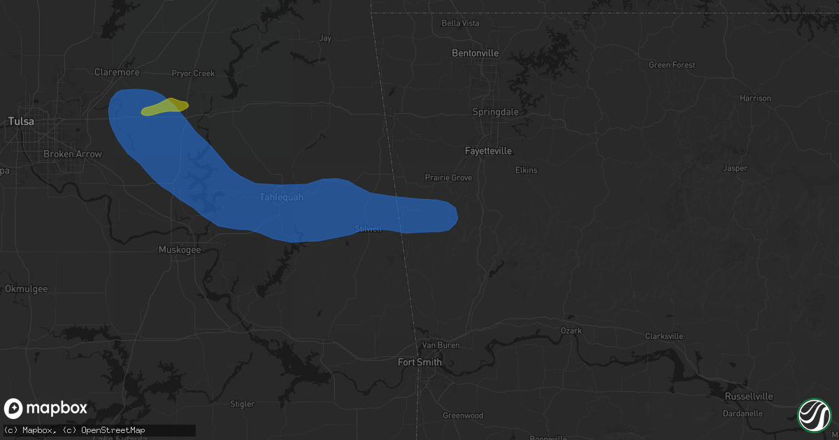 Hail map in Canehill, AR on June 25, 2026