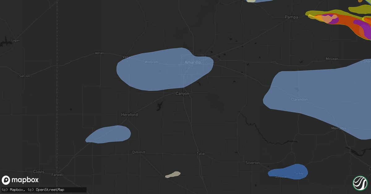 Hail map in Canyon, TX on June 25, 2026