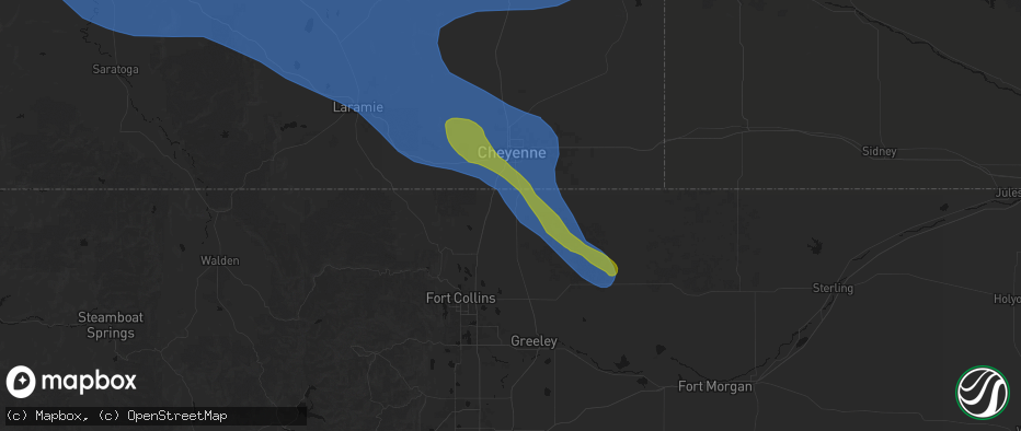 Hail map in Carr, CO on June 25, 2026