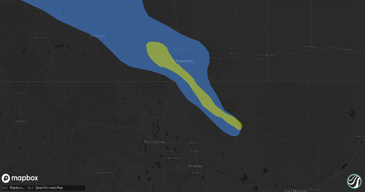 Hail map in Carr, CO on June 25, 2026