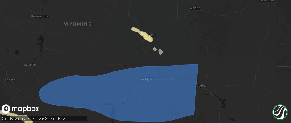 Hail map in Casper, WY on June 25, 2026