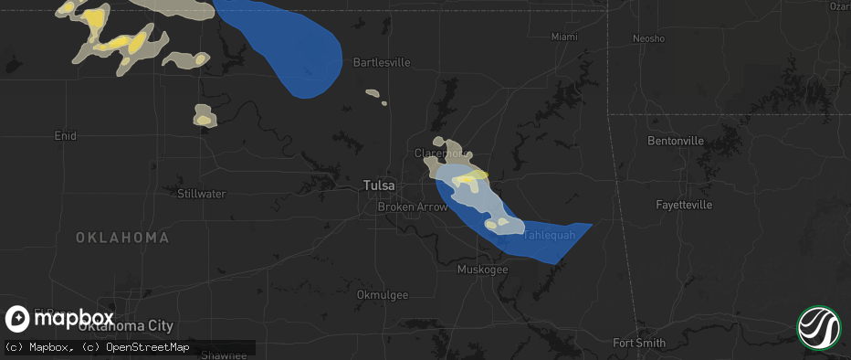 Hail map in Catoosa, OK on June 25, 2026
