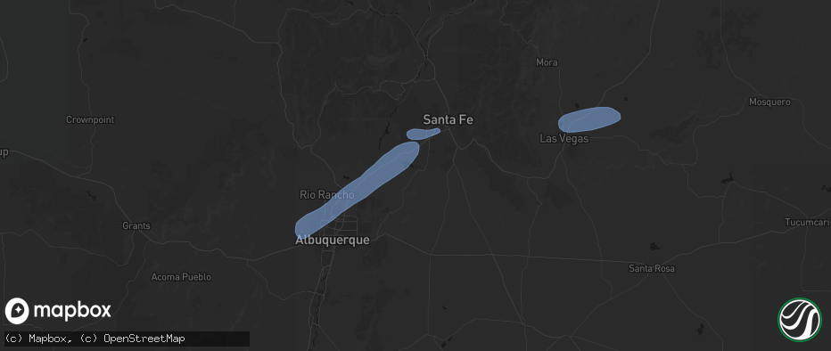 Hail map in Cerrillos, NM on June 25, 2026