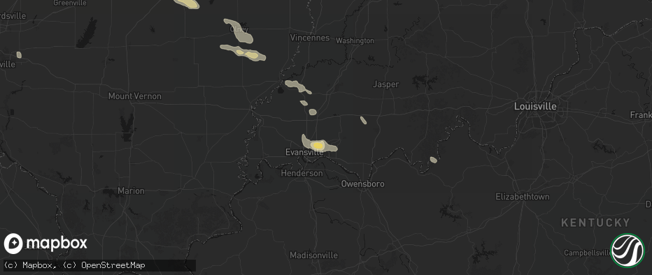 Hail map in Chandler, IN on June 25, 2026
