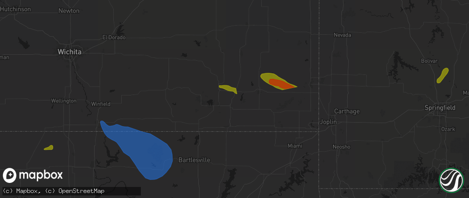Hail map in Cherryvale, KS on June 25, 2026