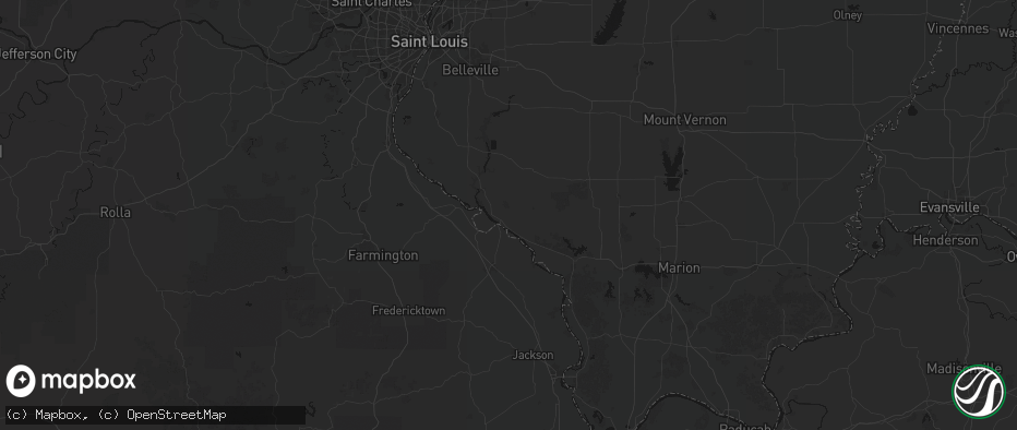 Hail map in Chester, IL on June 25, 2026