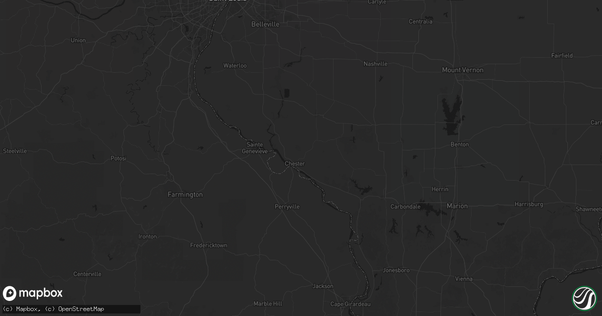Hail map in Chester, IL on June 25, 2026