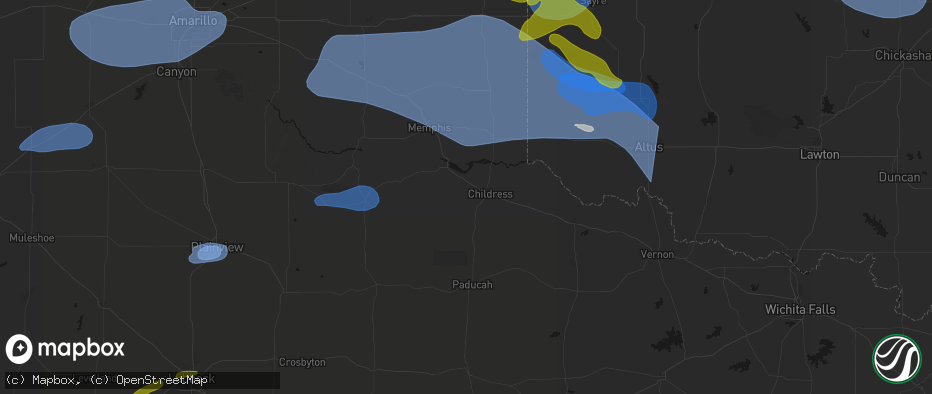 Hail map in Childress, TX on June 25, 2026