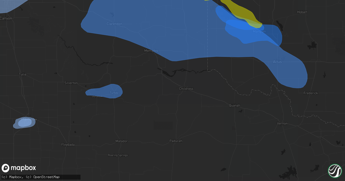 Hail map in Childress, TX on June 25, 2026