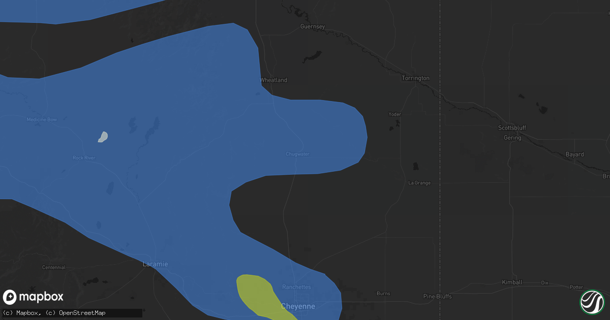 Hail map in Chugwater, WY on June 25, 2026