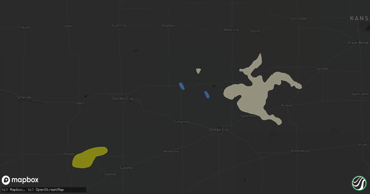 Hail map in Cimarron, KS on June 25, 2026