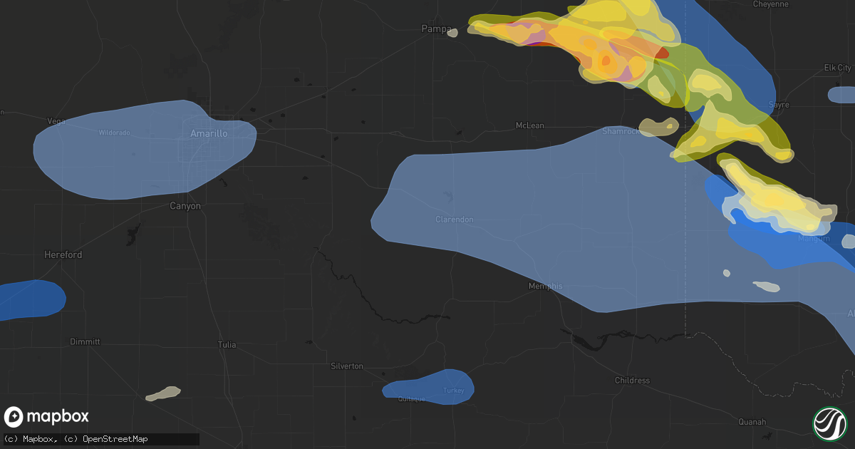 Hail map in Clarendon, TX on June 25, 2026