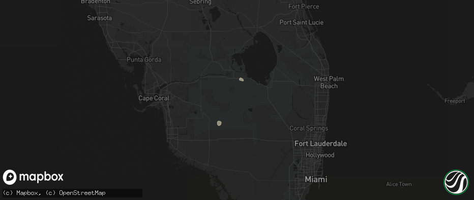 Hail map in Clewiston, FL on June 25, 2026