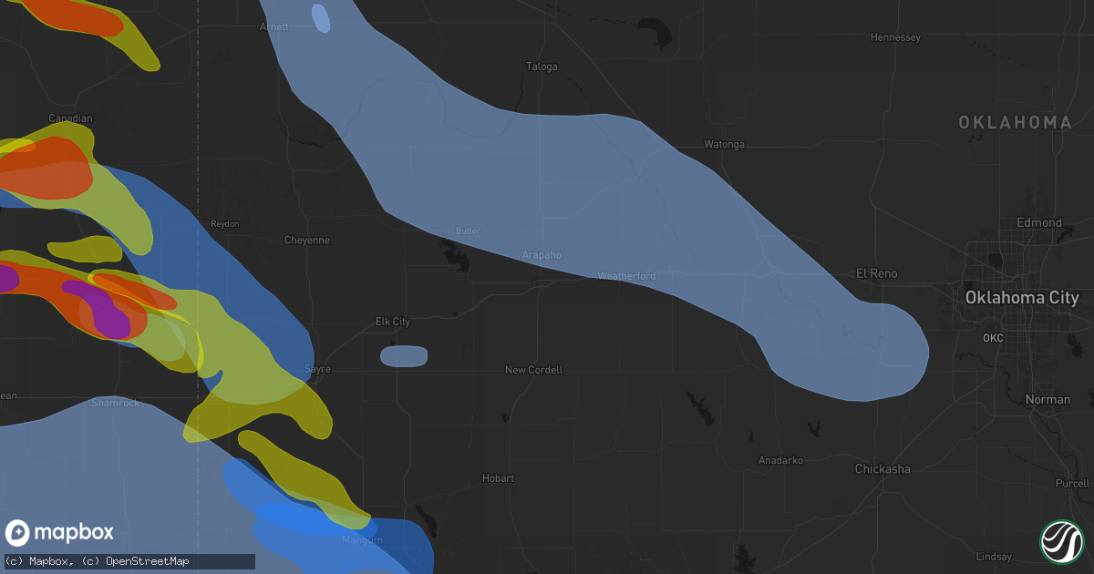 Hail map in Clinton, OK on June 25, 2026