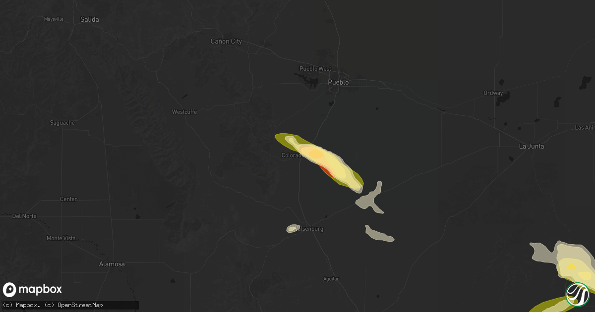 Hail map in Colorado City, CO on June 25, 2026