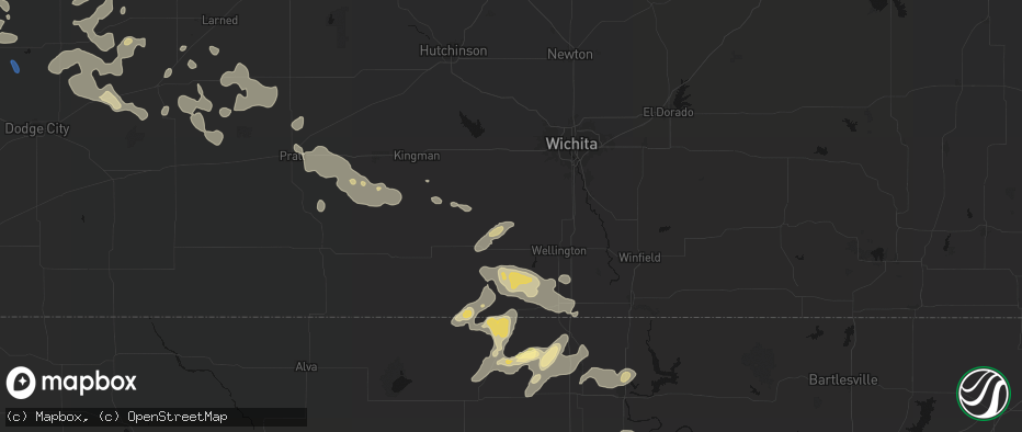 Hail map in Conway Springs, KS on June 25, 2026