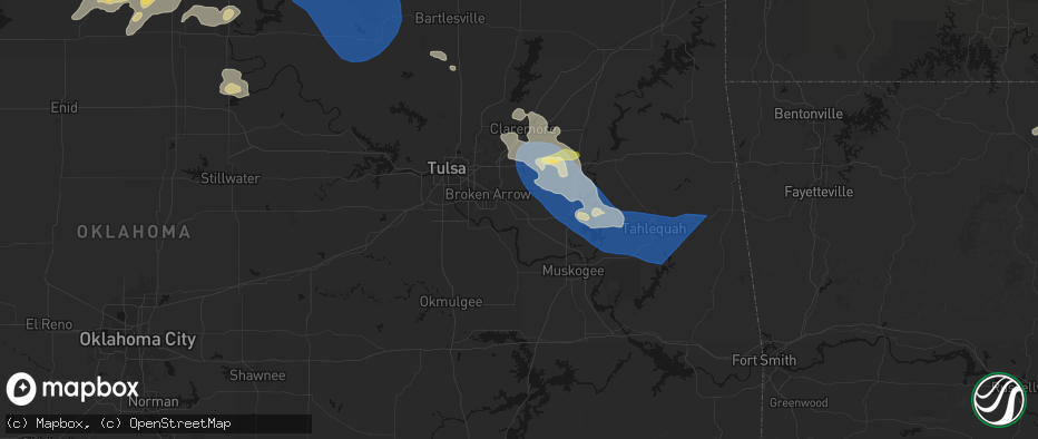 Hail map in Coweta, OK on June 25, 2026