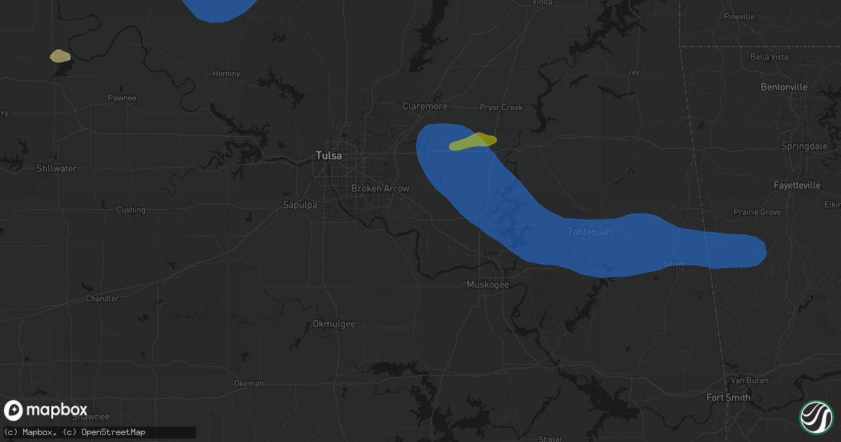 Hail map in Coweta, OK on June 25, 2026