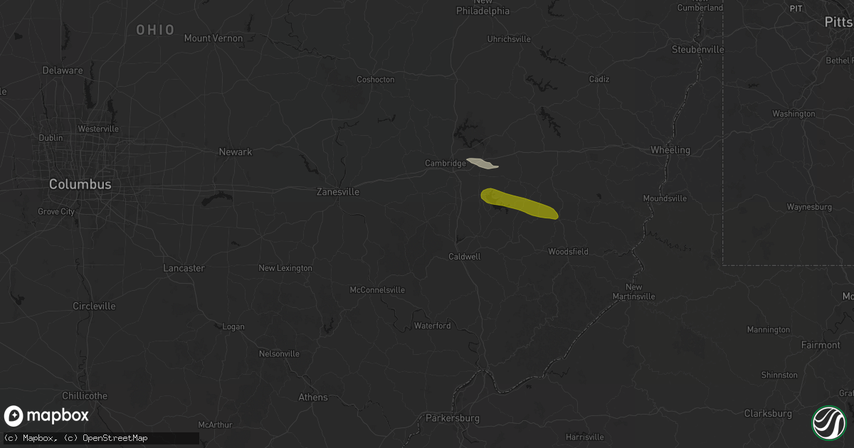 Hail map in Cumberland, OH on June 25, 2026