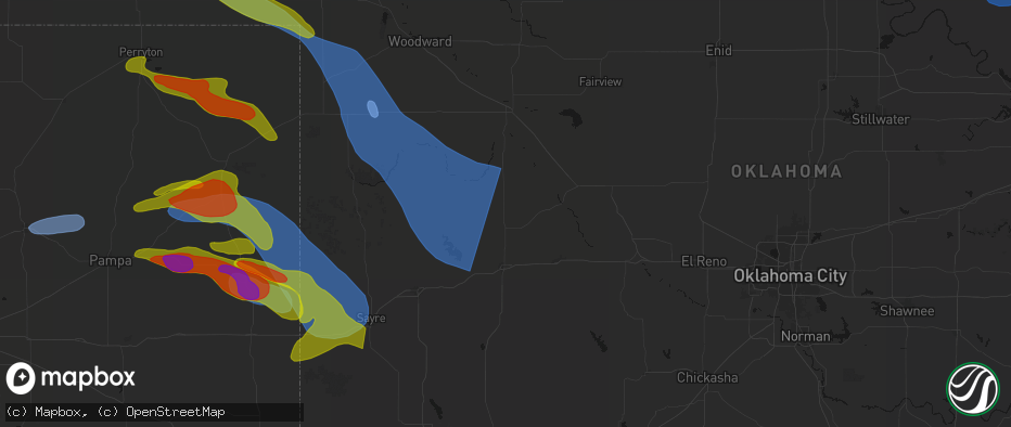 Hail map in Custer City, OK on June 25, 2026