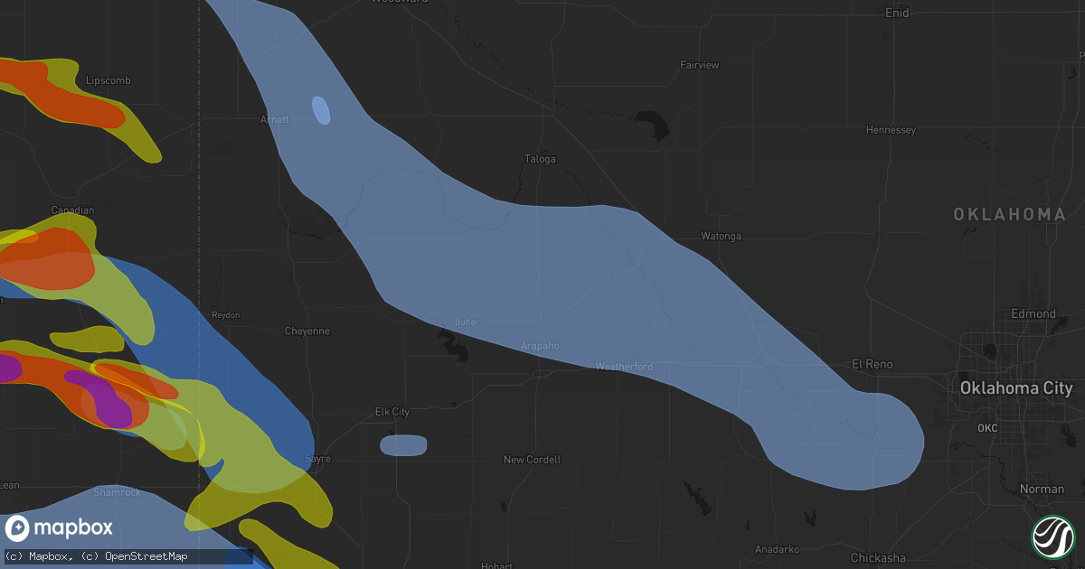 Hail map in Custer City, OK on June 25, 2026
