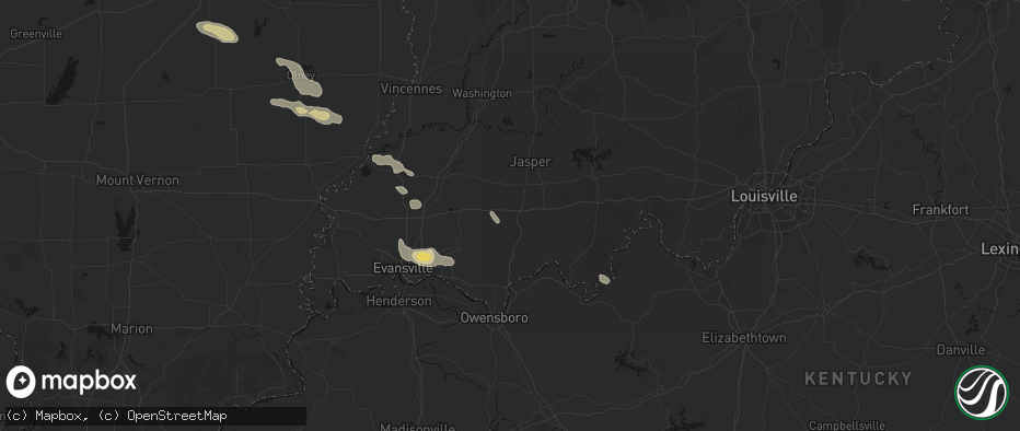 Hail map in Dale, IN on June 25, 2026