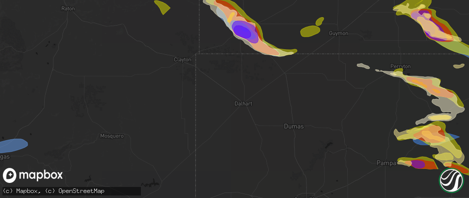 Hail map in Dalhart, TX on June 25, 2026
