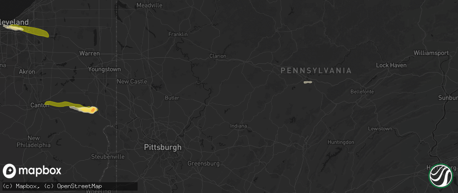 Hail map in Dayton, PA on June 25, 2026