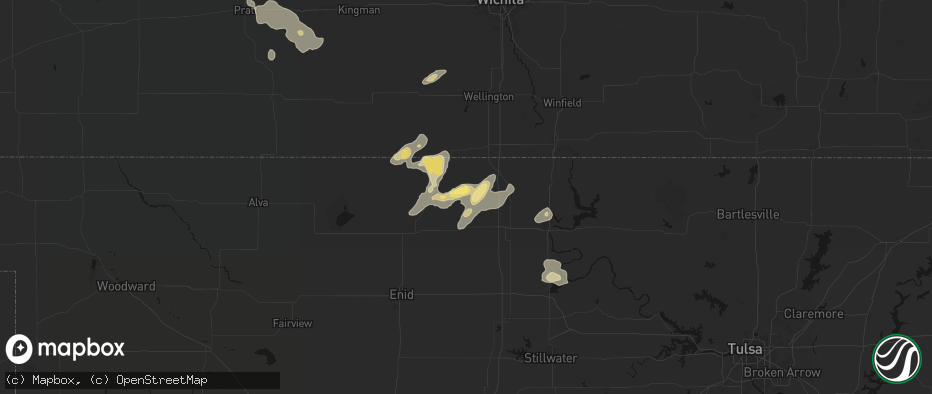 Hail map in Deer Creek, OK on June 25, 2026