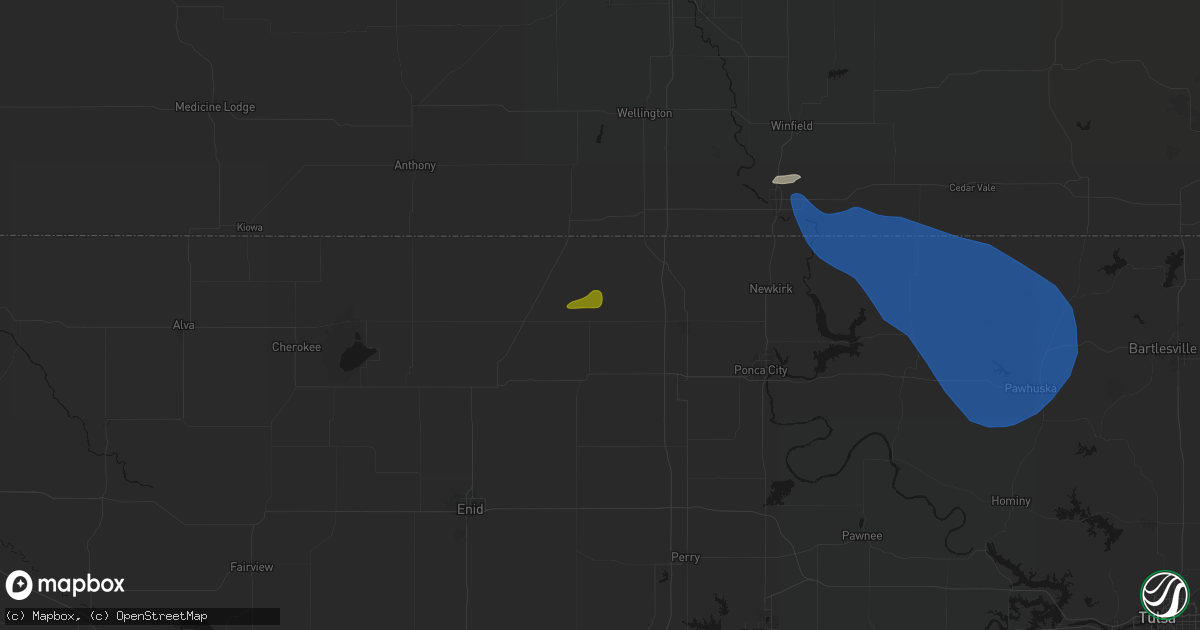Hail map in Deer Creek, OK on June 25, 2026