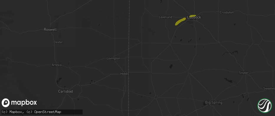 Hail map in Denver City, TX on June 25, 2026