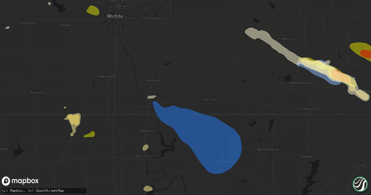 Hail map in Dexter, KS on June 25, 2026