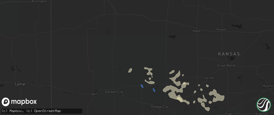 Hail map in Dighton, KS on June 25, 2026
