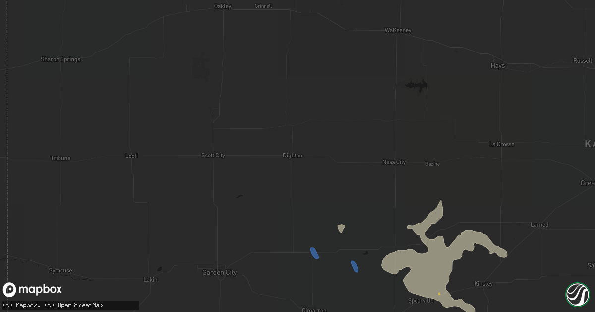 Hail map in Dighton, KS on June 25, 2026