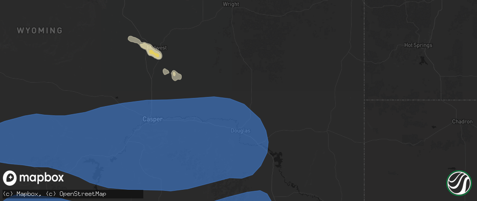 Hail map in Douglas, WY on June 25, 2026