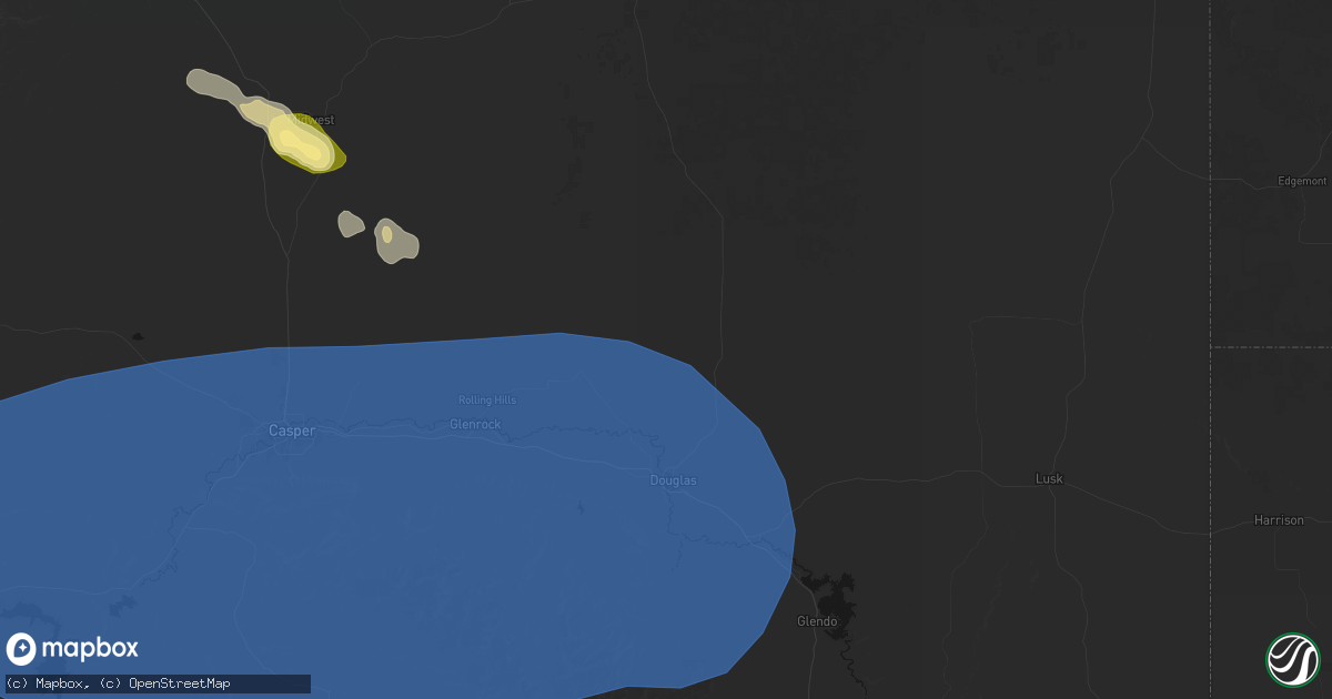 Hail map in Douglas, WY on June 25, 2026