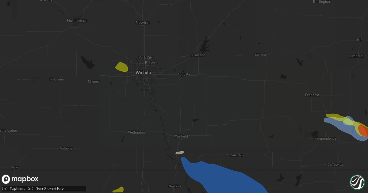 Hail map in Douglass, KS on June 25, 2026