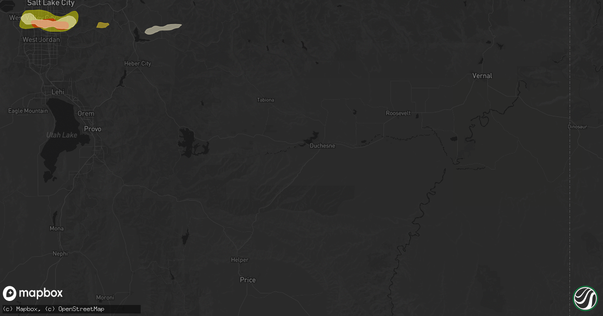 Hail map in Duchesne, UT on June 25, 2026